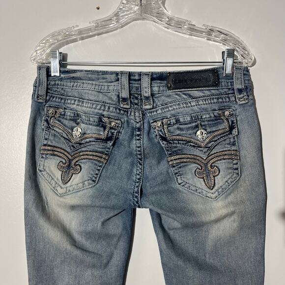 Rock Revival Buckle Essie Capri Embroidered Straight Blue Jeans Women's Size 28 - Picture 2 of 8